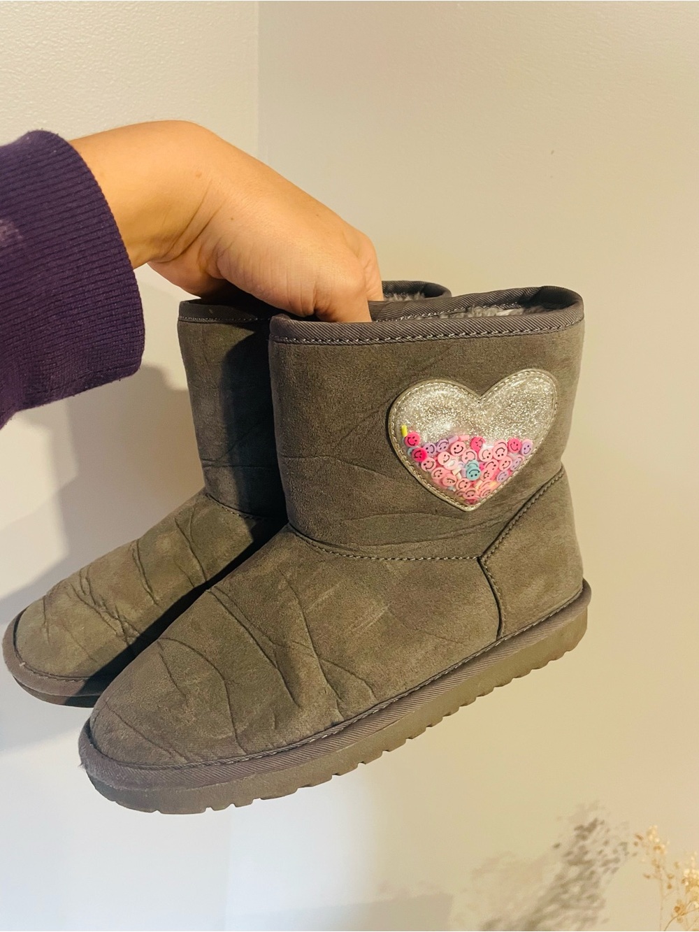 The Children's Place Grey Kids Boot with Sequin Heart